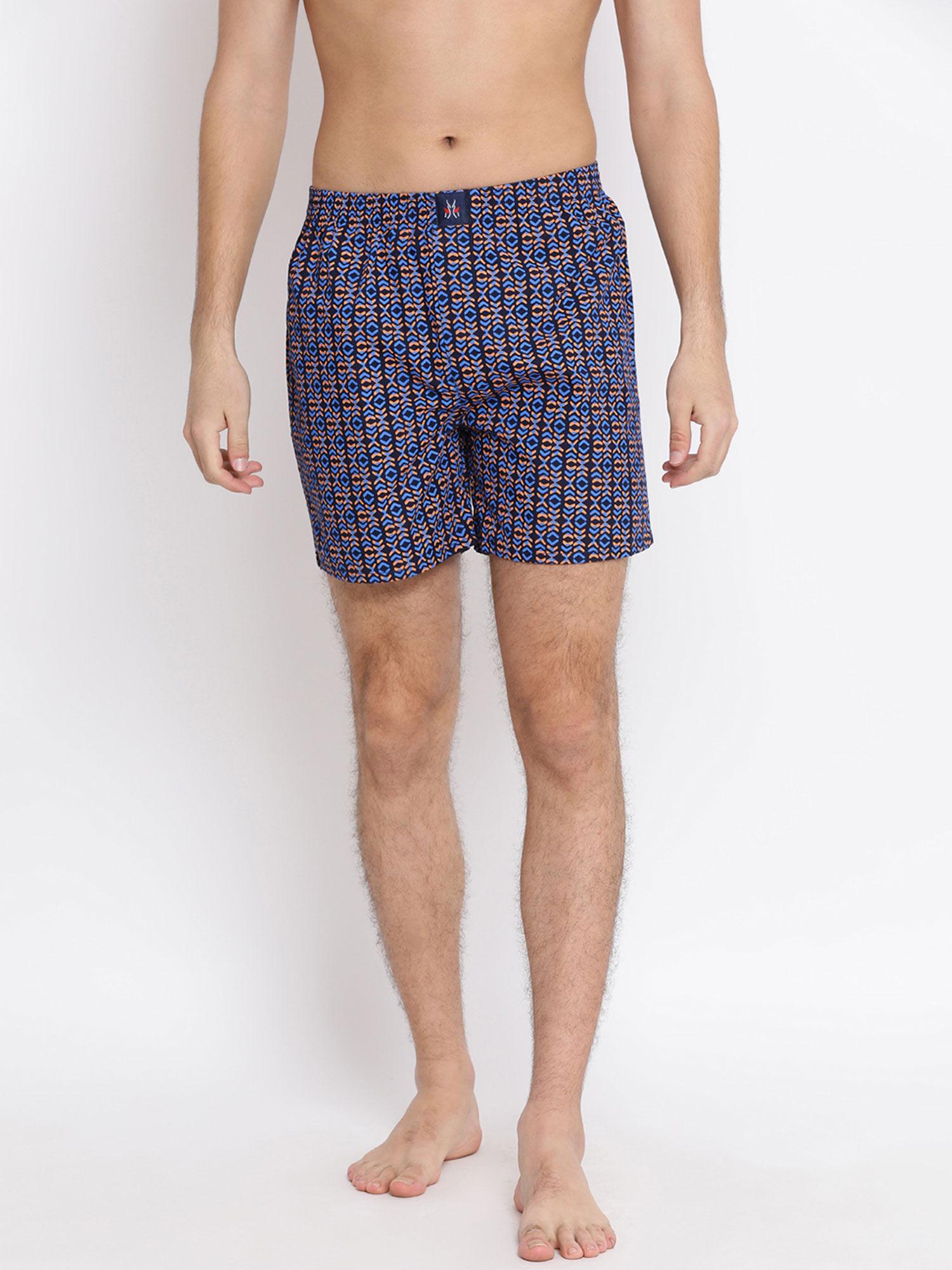 men's printed blue boxer blue