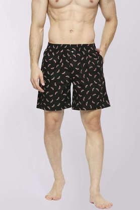 men's printed cotton boxer shorts - chilly black - black