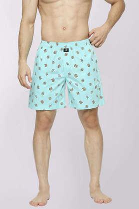 men's printed cotton boxer shorts - popcorn softdrink ocean green - green