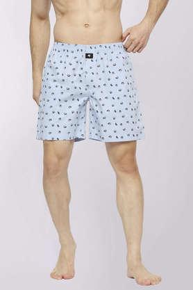 men's printed cotton boxer shorts - sea shell sky blue - sky blue