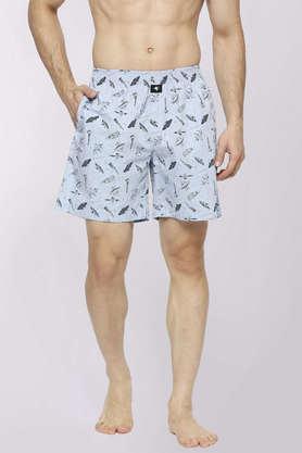 men's printed cotton boxer shorts - spaceship navy blue - sky blue
