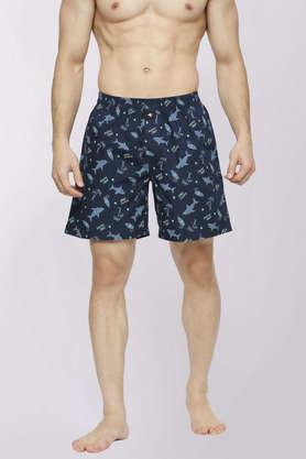 men's printed cotton boxer shorts - surfing club navy blue - navy