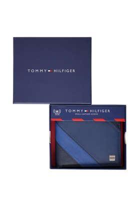 men's pure leather global coin bi fold wallet - navy