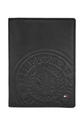 men's pure leather passport case - black