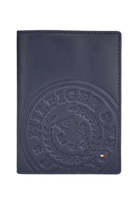 men's pure leather passport case - navy