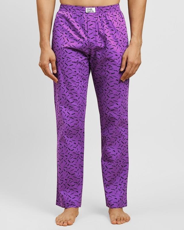 men's purple all over printed pyjamas