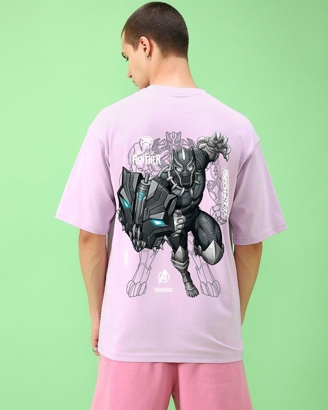 men's purple black panther mech graphic printed oversized t-shirt