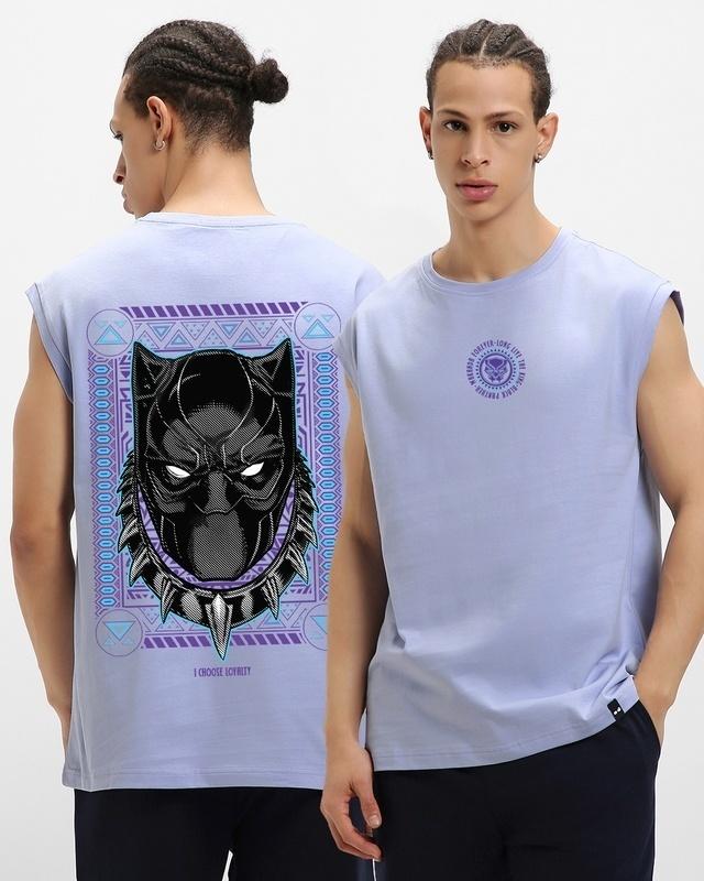 men's purple king black panther graphic printed boxy fit vest