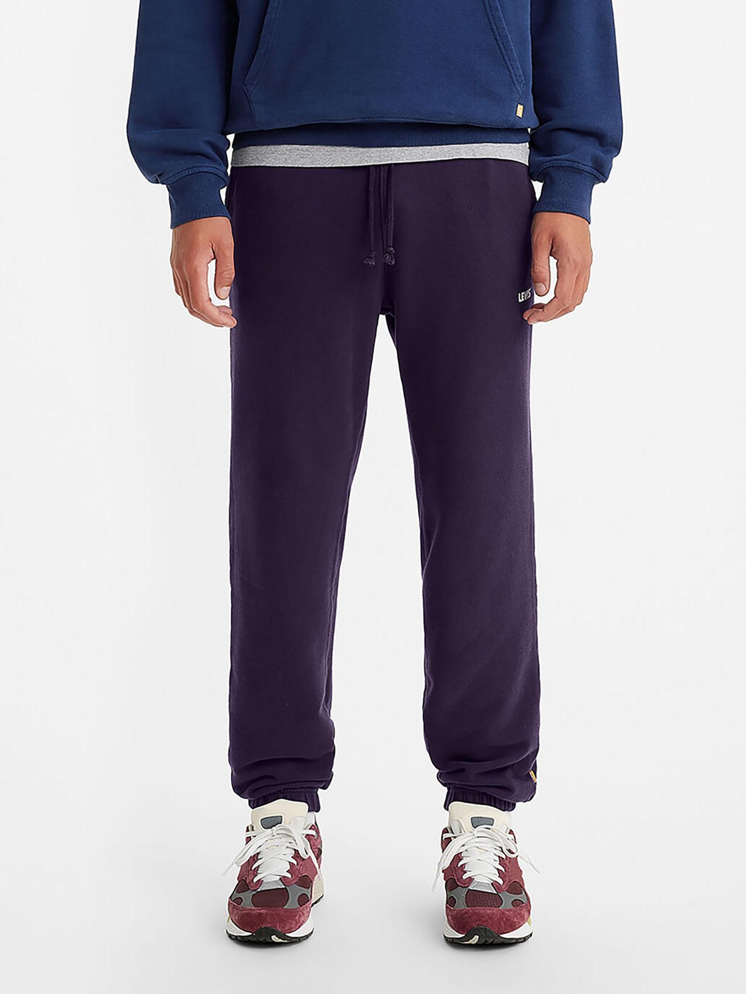 men's purple regular fit trousers