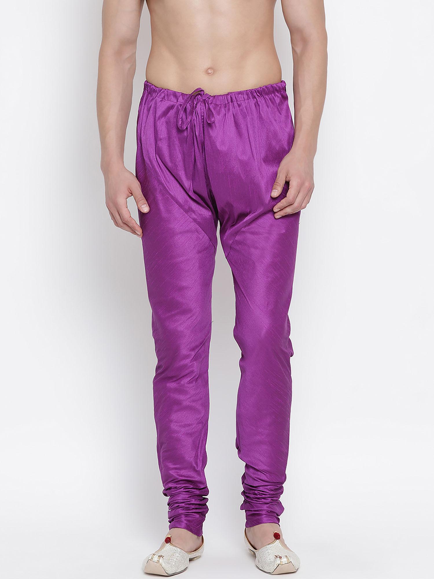 men's purple silk blend churidar