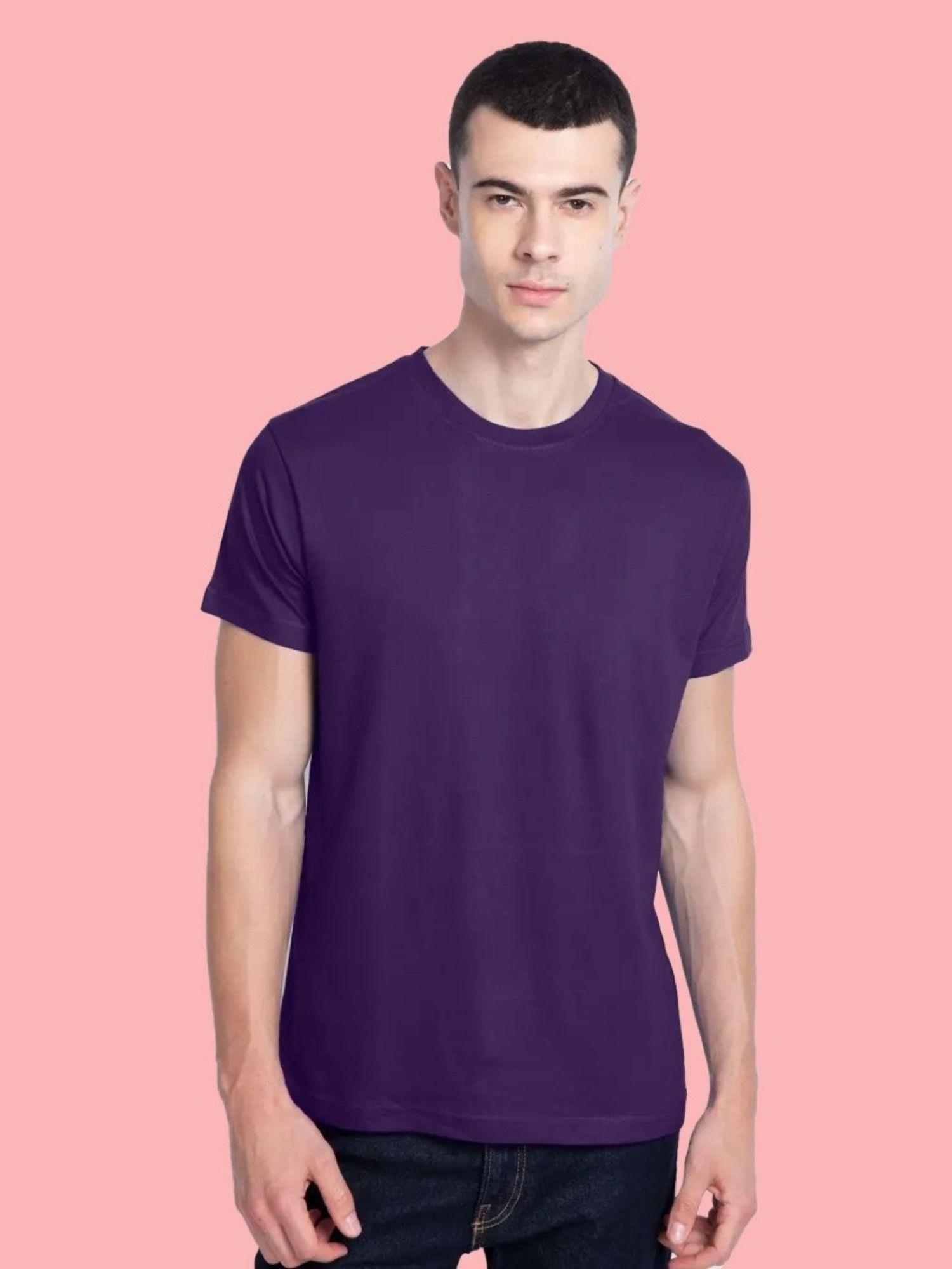men's purple solid regular t-shirts