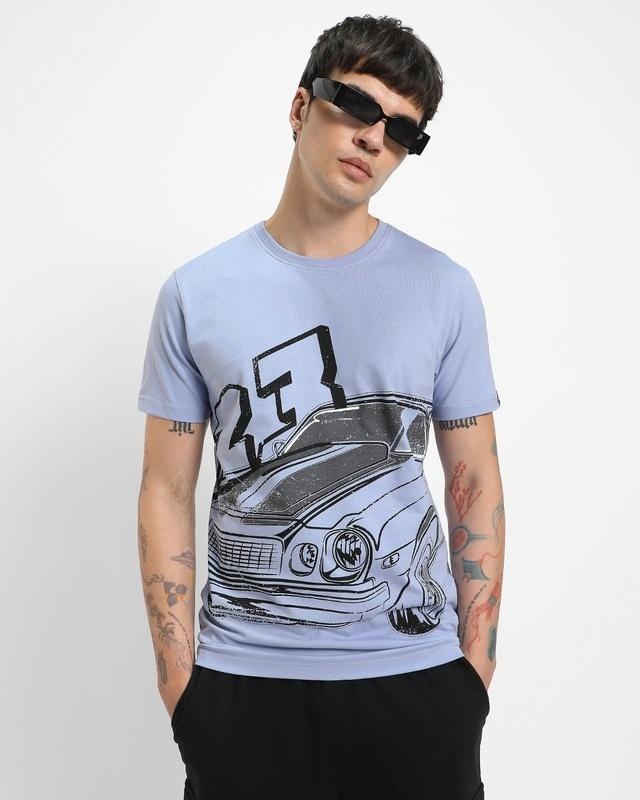 men's purple vroom graphic printed t-shirt