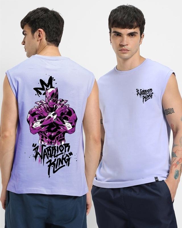 men's purple warrior king graphic printed boxy fit vest
