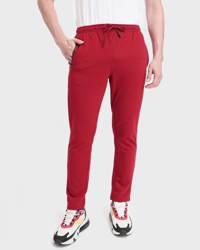 men's red basic trackpants