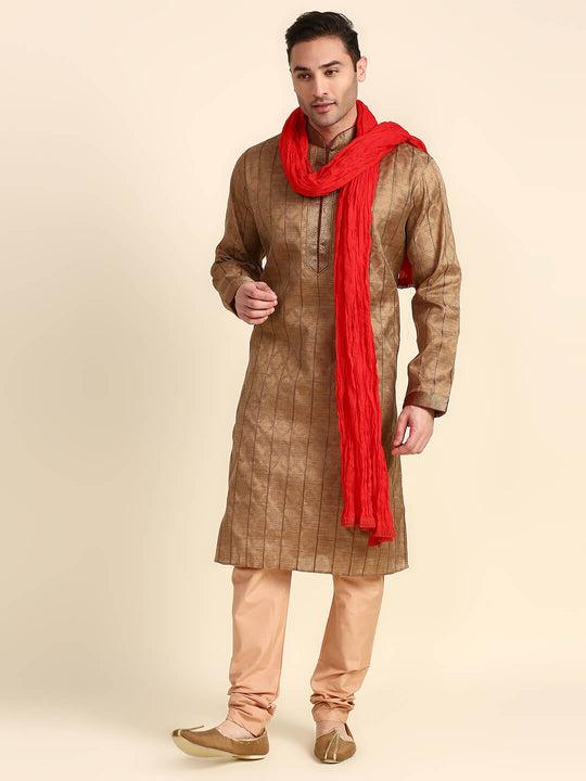 men's red cotton dupatta for kurta/sherwani/achkan