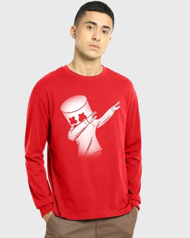men's red dab masmello graphic printed oversized t-shirt