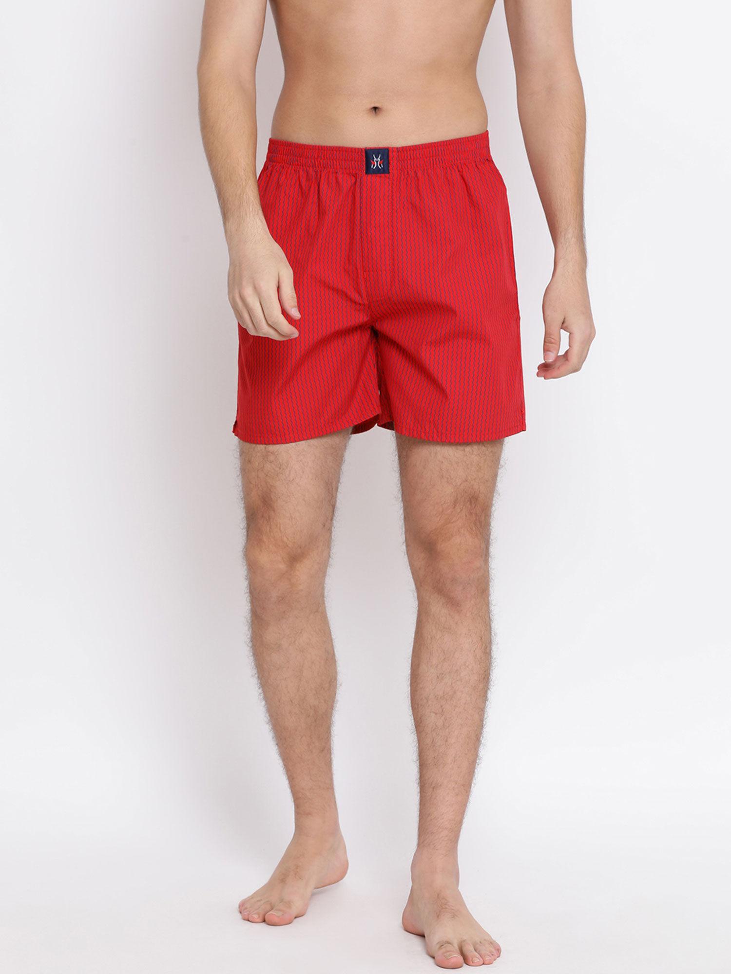 men's red printed boxer red