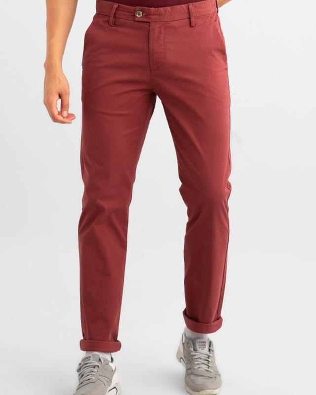 men's red slim fit chinos