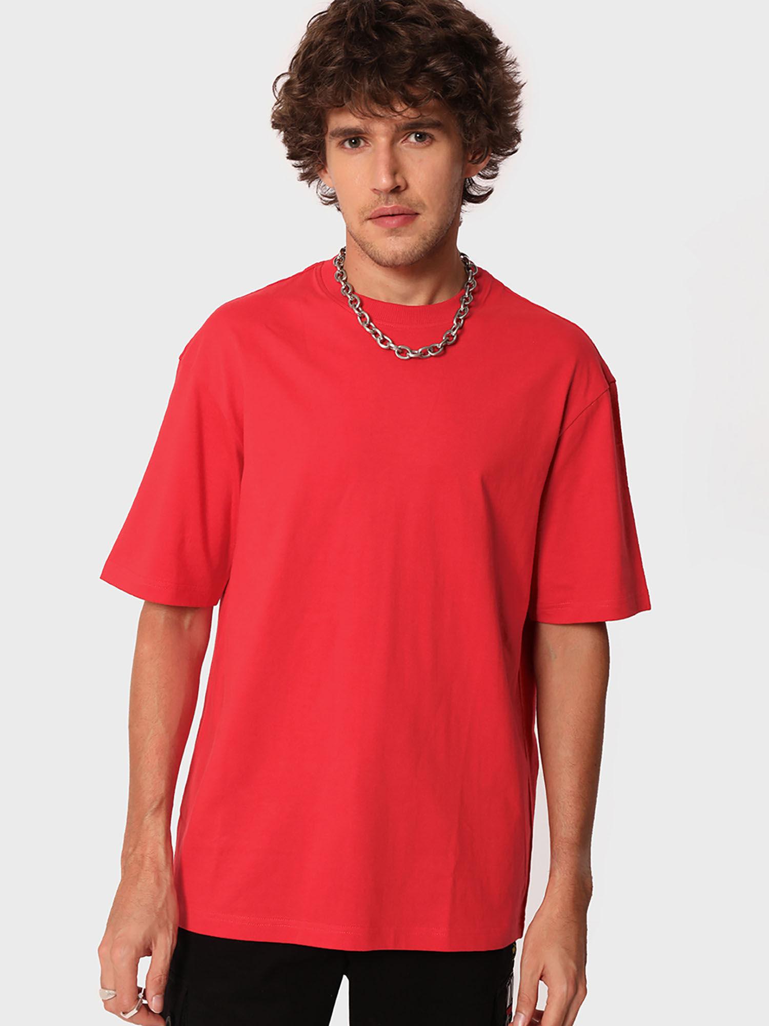 men's red solid t-shirt