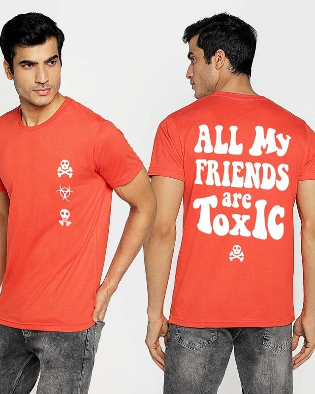 men's red toxic typography t-shirt
