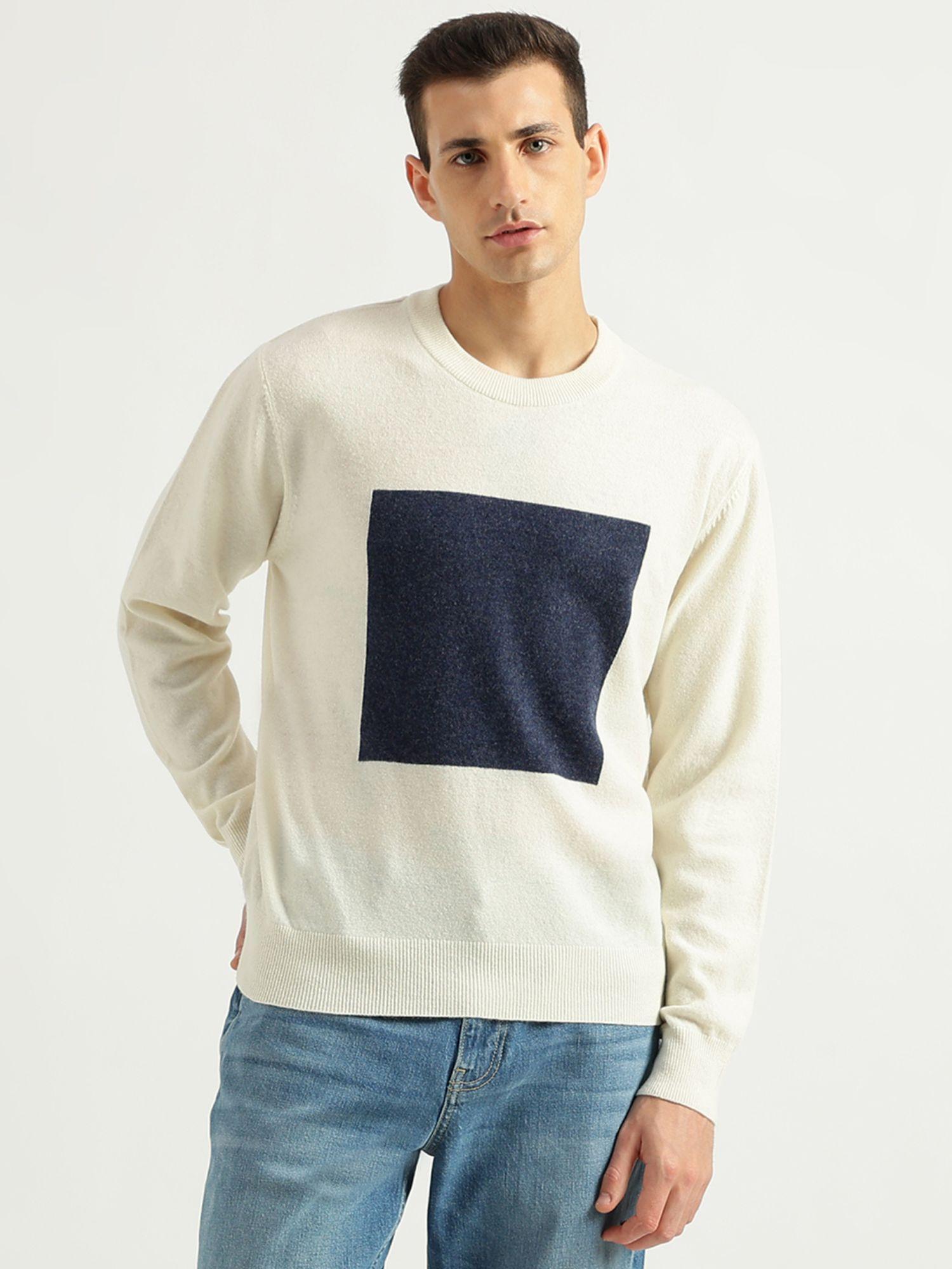 men's regular fit round neck color block sweater