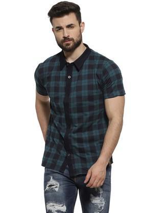 men's regular fit solid shirt - cyan