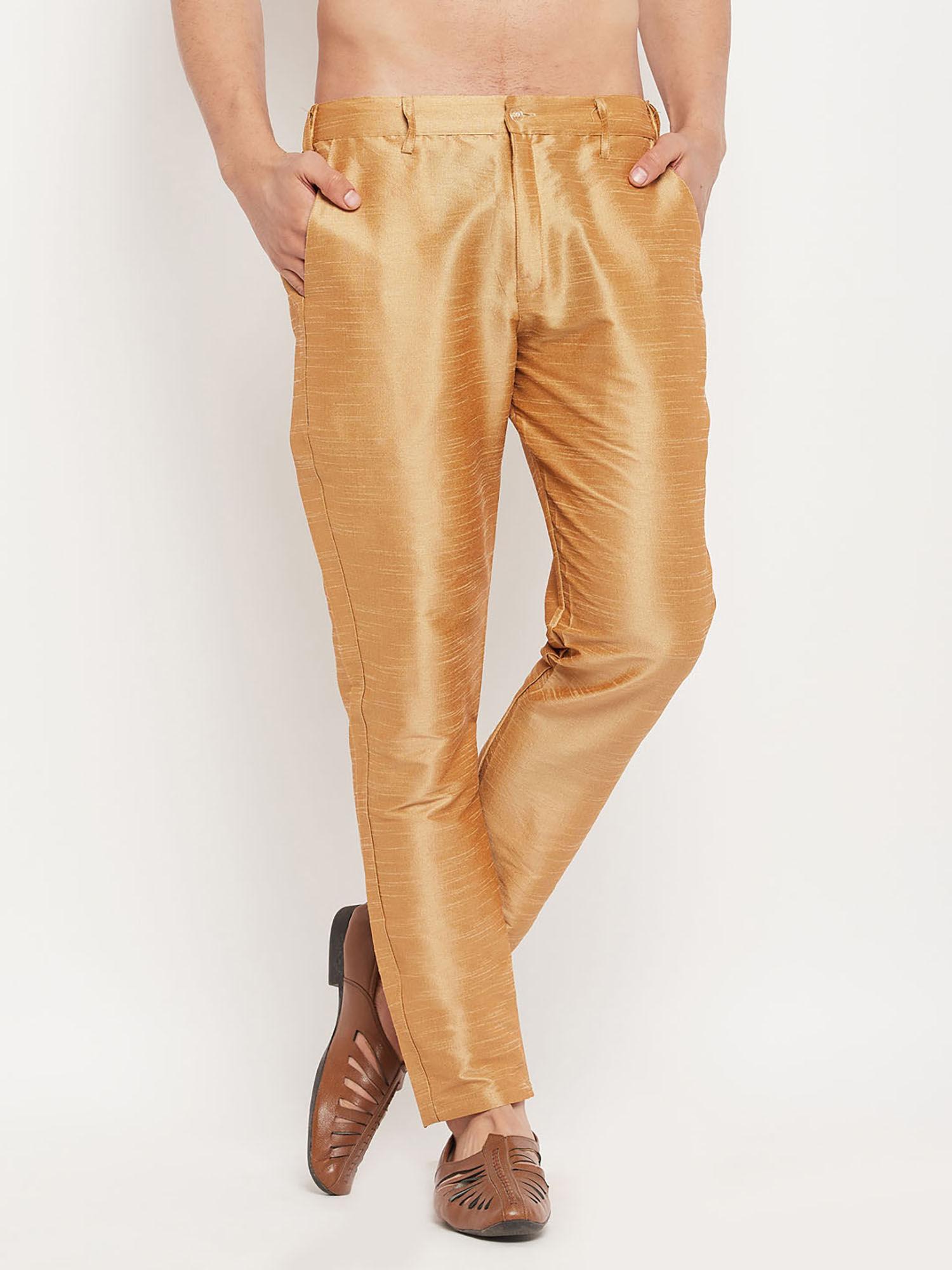 men's rose gold silk blend pant style churidar