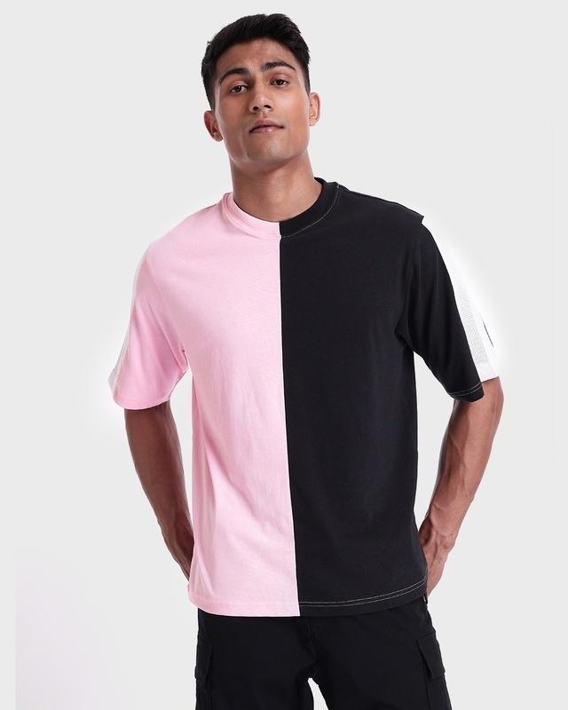 men's rose shadow & black beauty color block oversized t-shirt