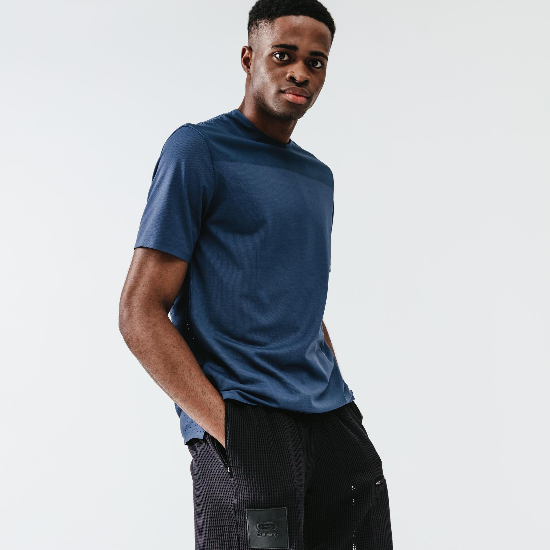 men's running breathable and ventilated t-shirt dry+ breath - slate blue