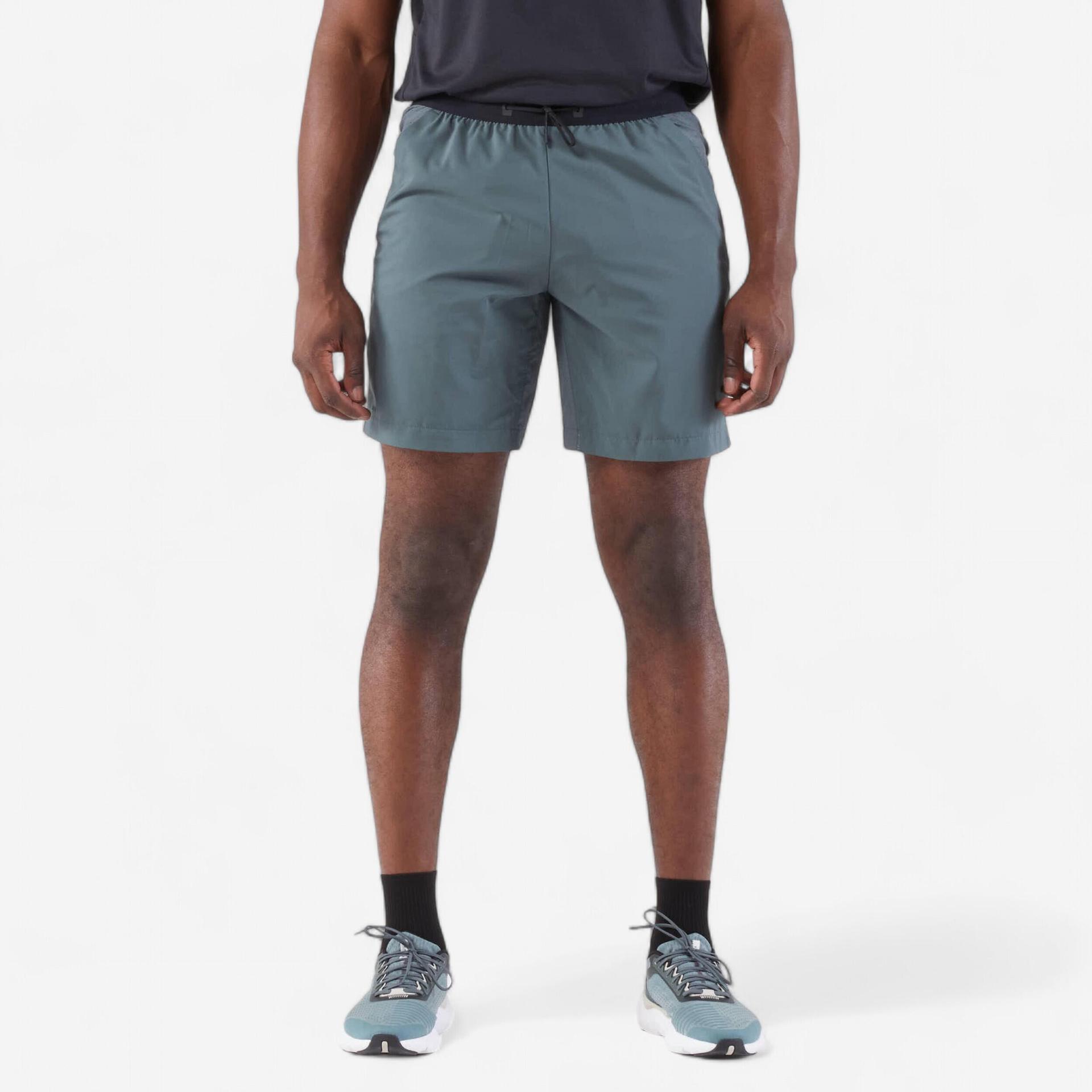 men's running shorts - kiprun run 500 dry dark green grey