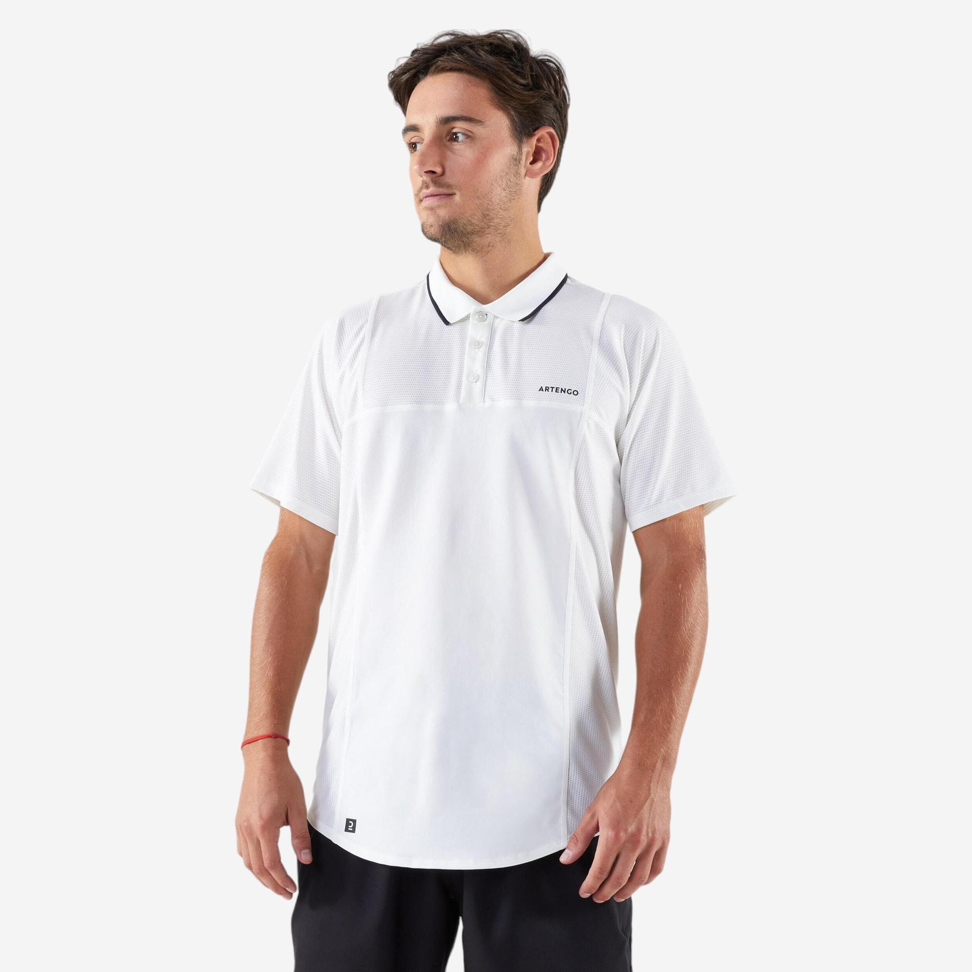 men's short-sleeved tennis polo shirt dry - white