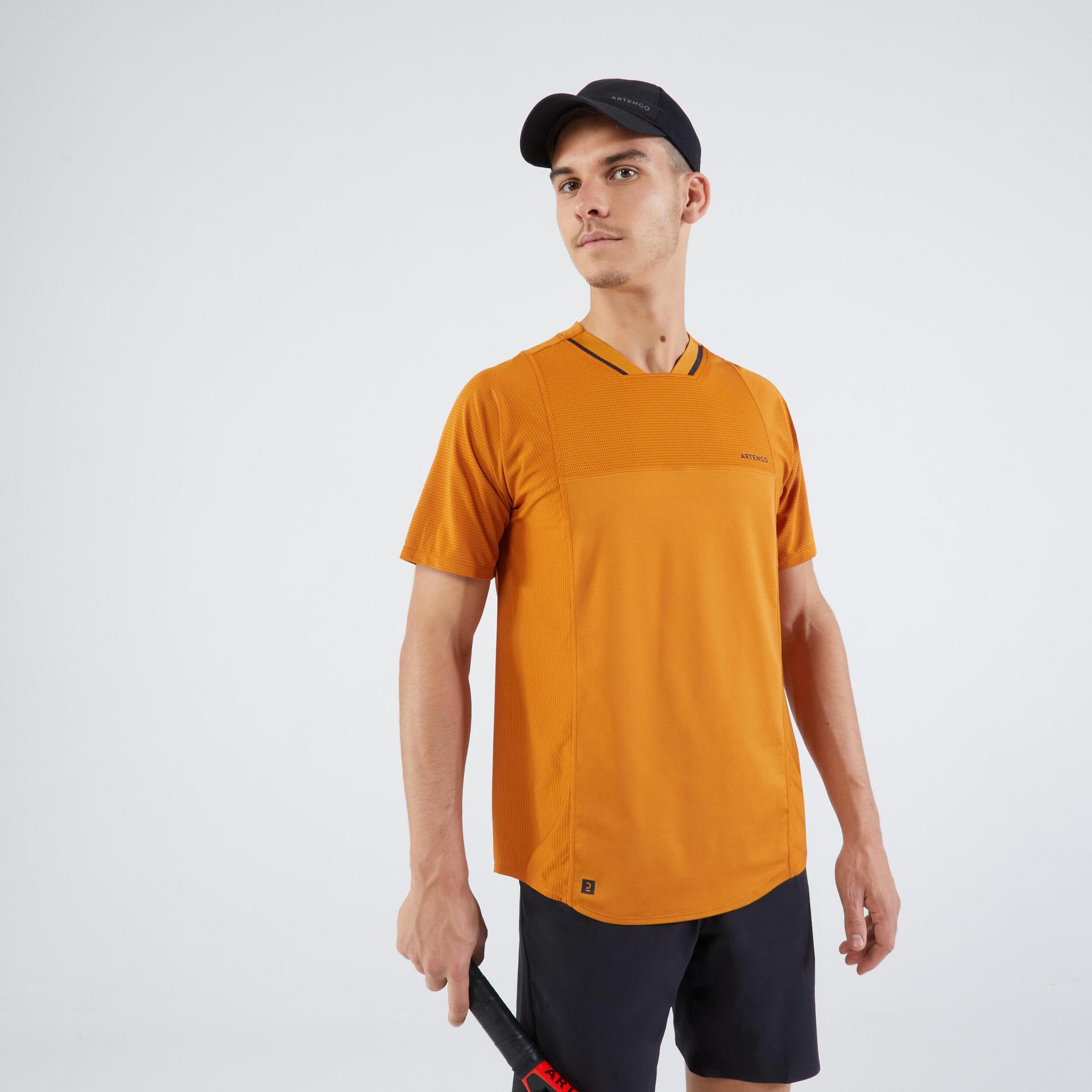 men's short-sleeved tennis t-shirt dry vn - ochre/black