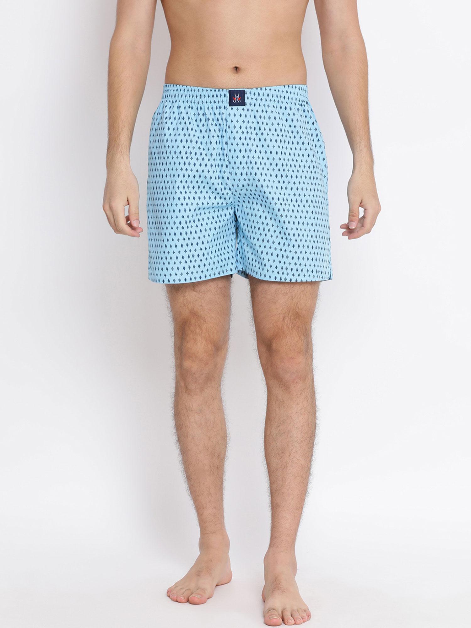 men's sky blue printed boxer blue