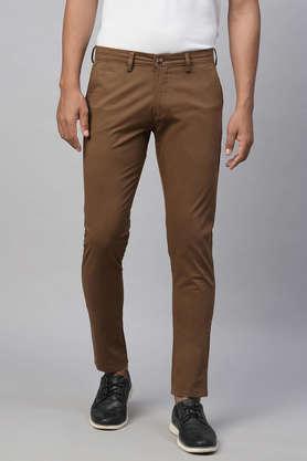 men's slim fit cotton stretch casual trouser color - coffee