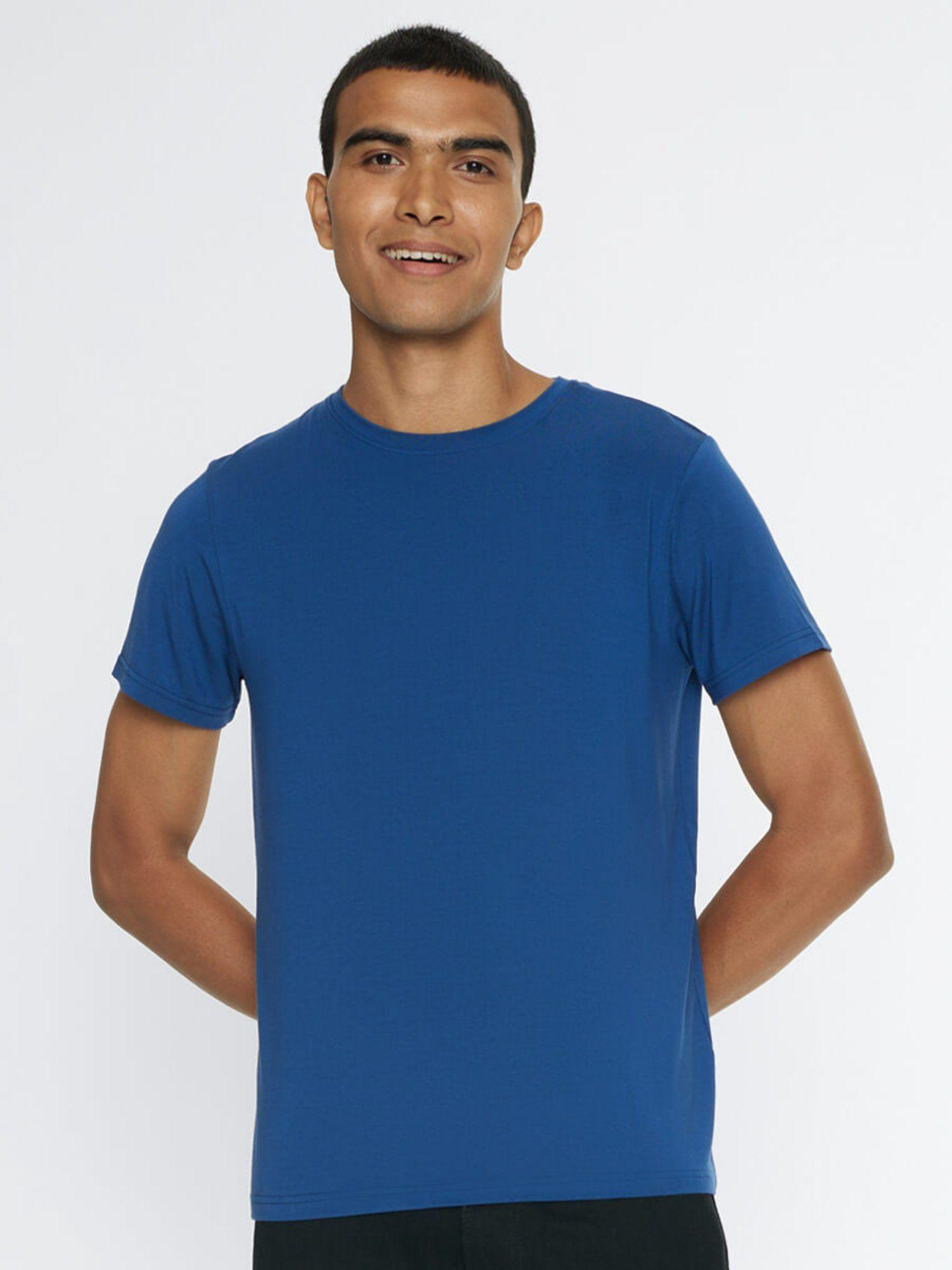 men's soft stretch round neck t-shirt poseidon blue