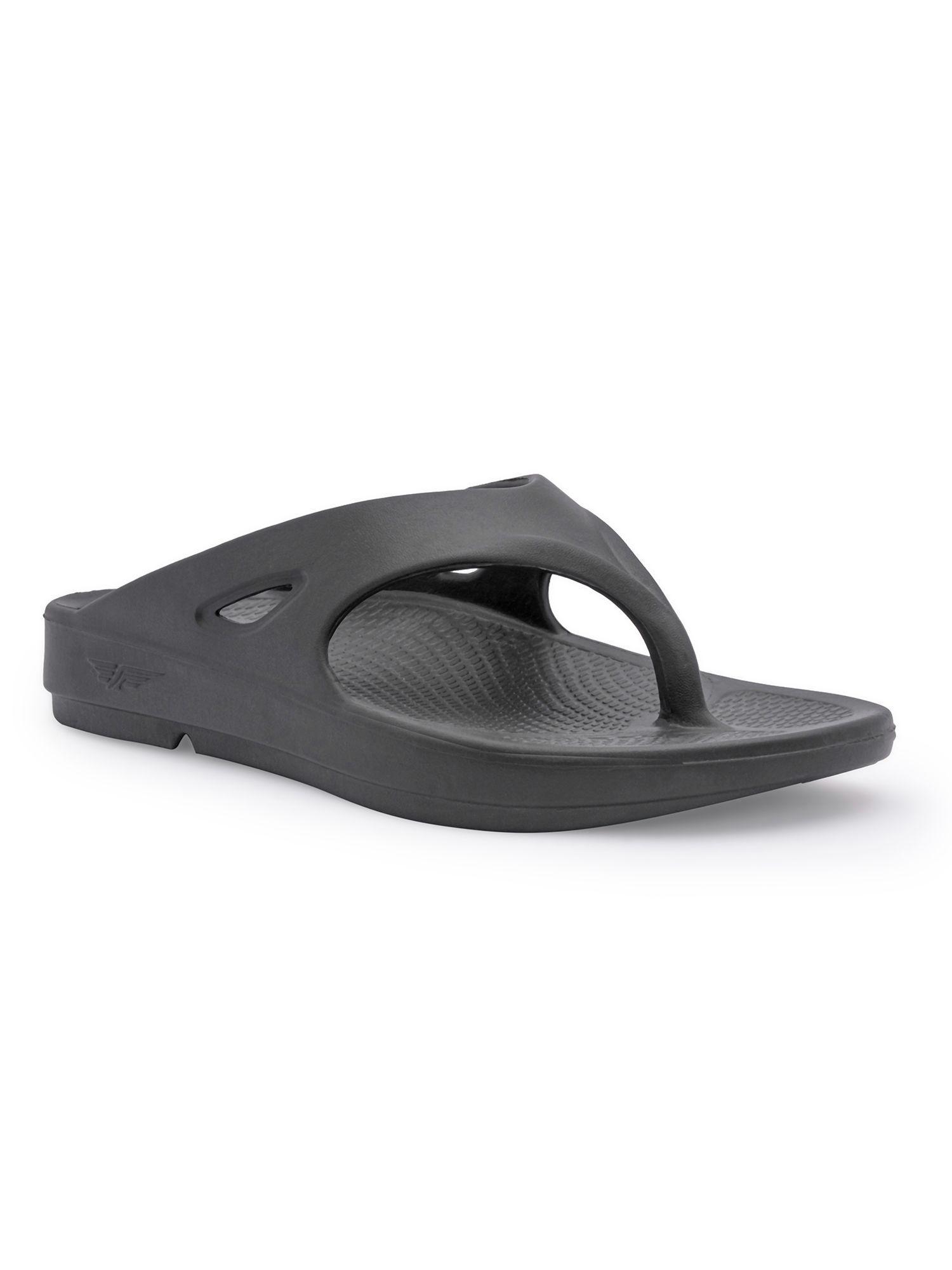 men's solid dark grey sliders