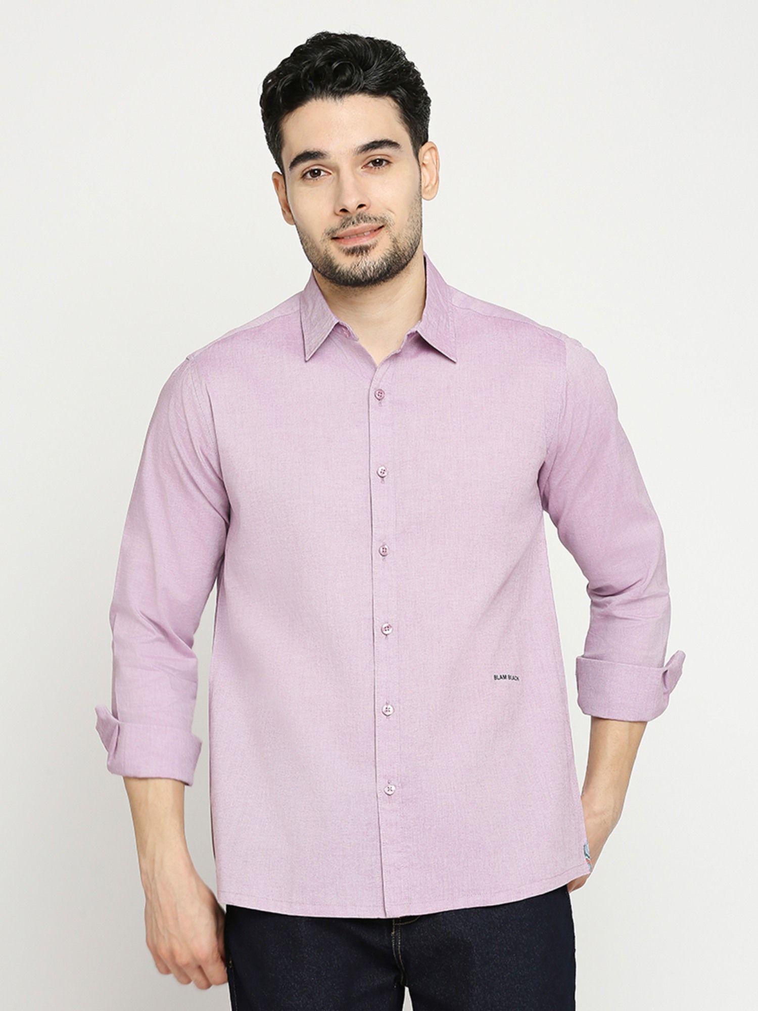 men's solid full sleeves regular fit spread collar shirt