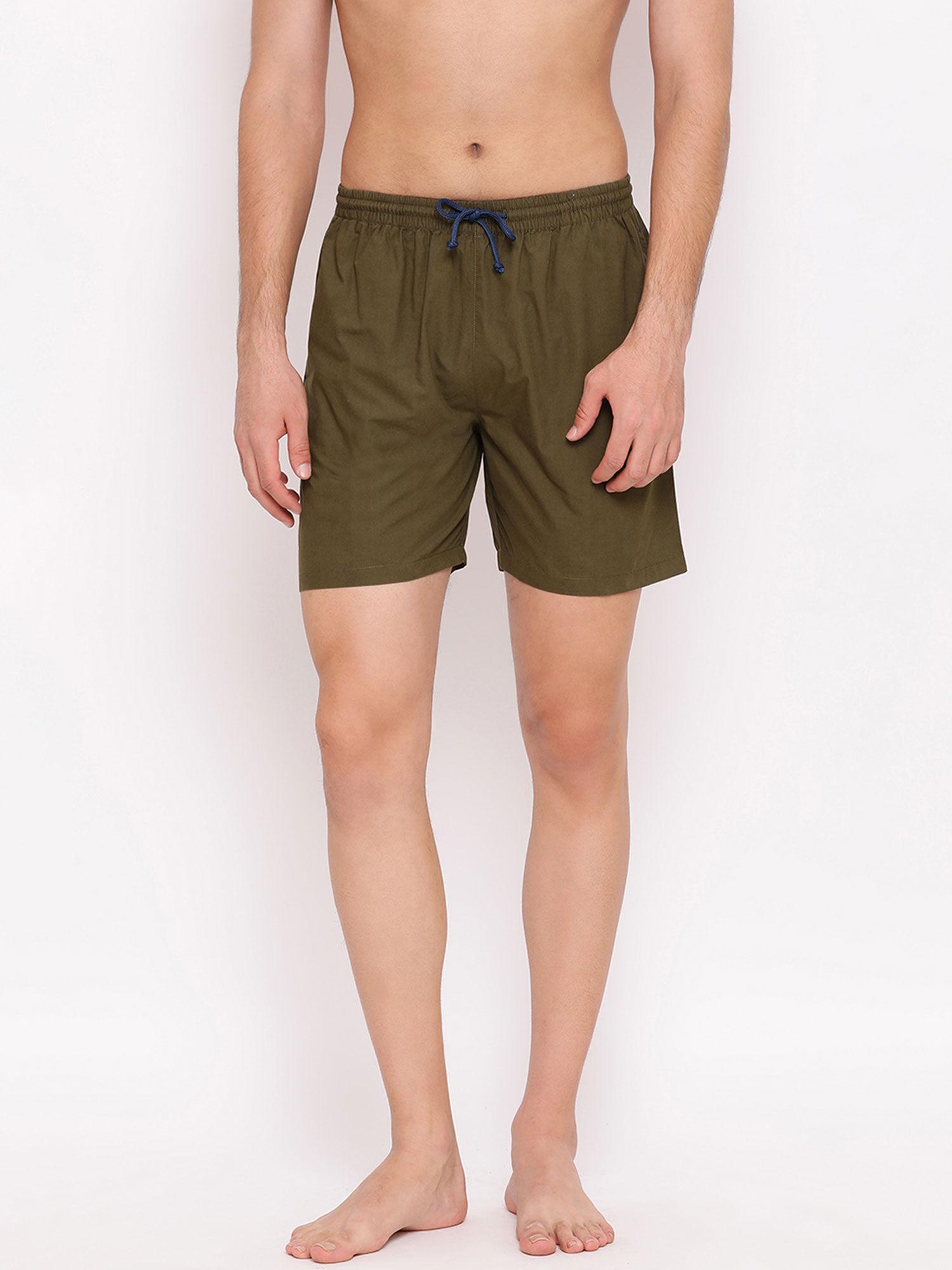 men's solid olive boxer olive