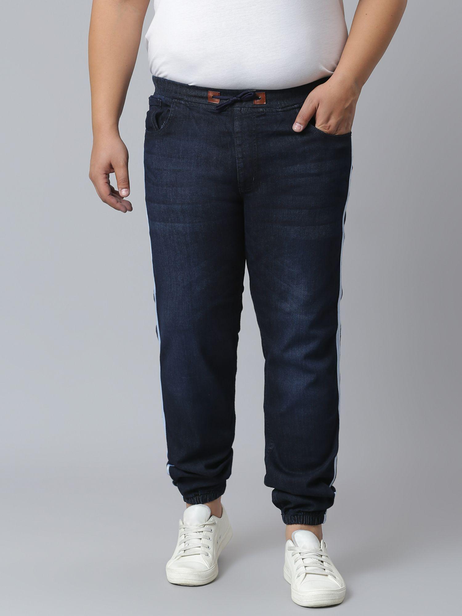 men's solid stylish casual denim jeans,navy blue