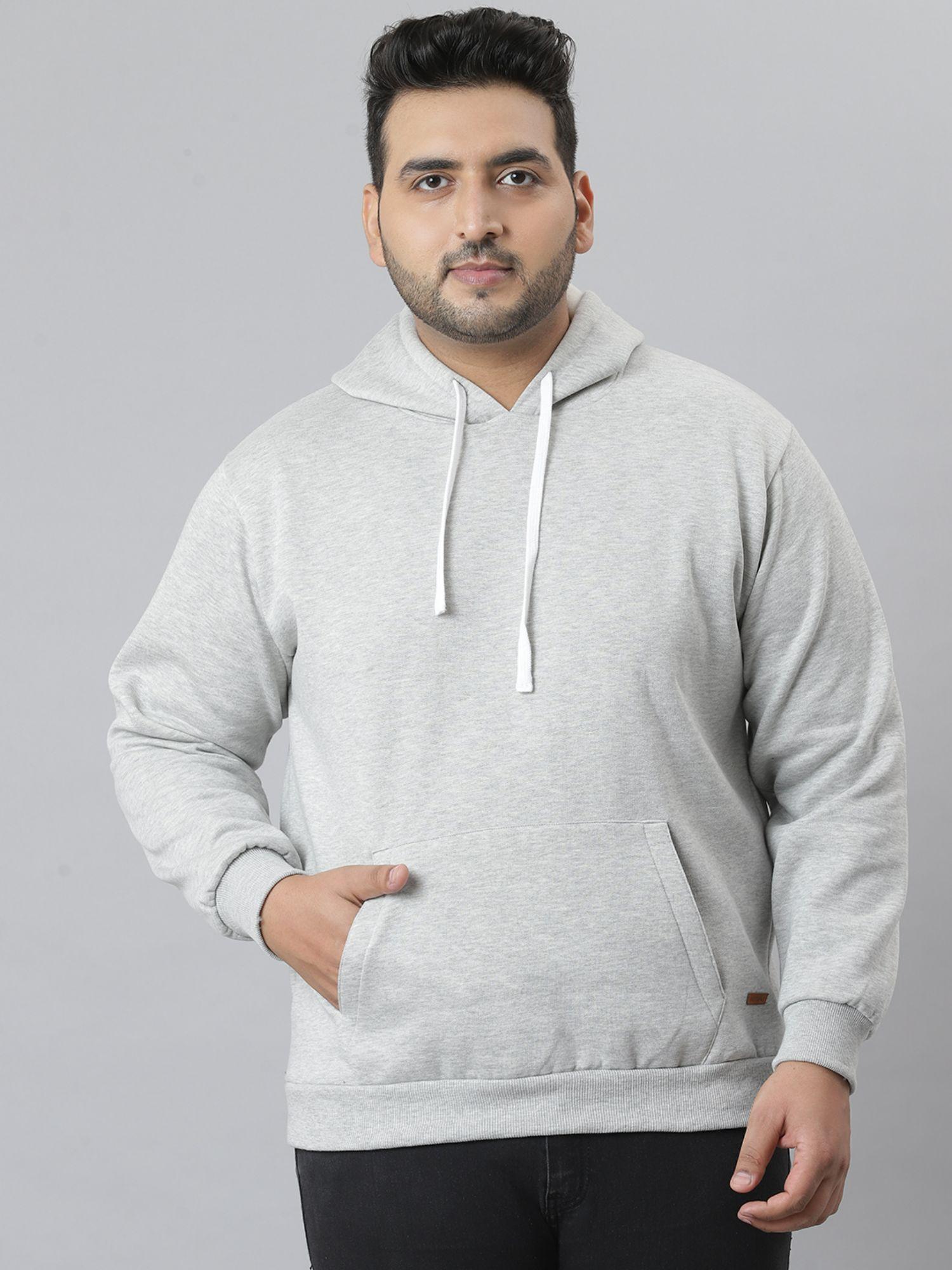 men's solid stylish full sleeve hooded casual sweatshirts,grey