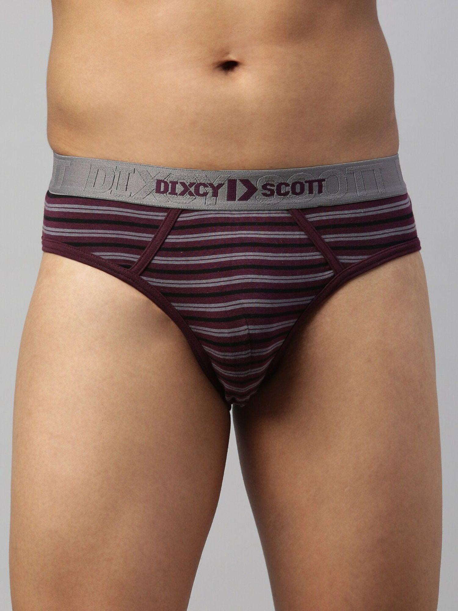 men's spandex jersey fabric with anti microbial finish striped brief maroon