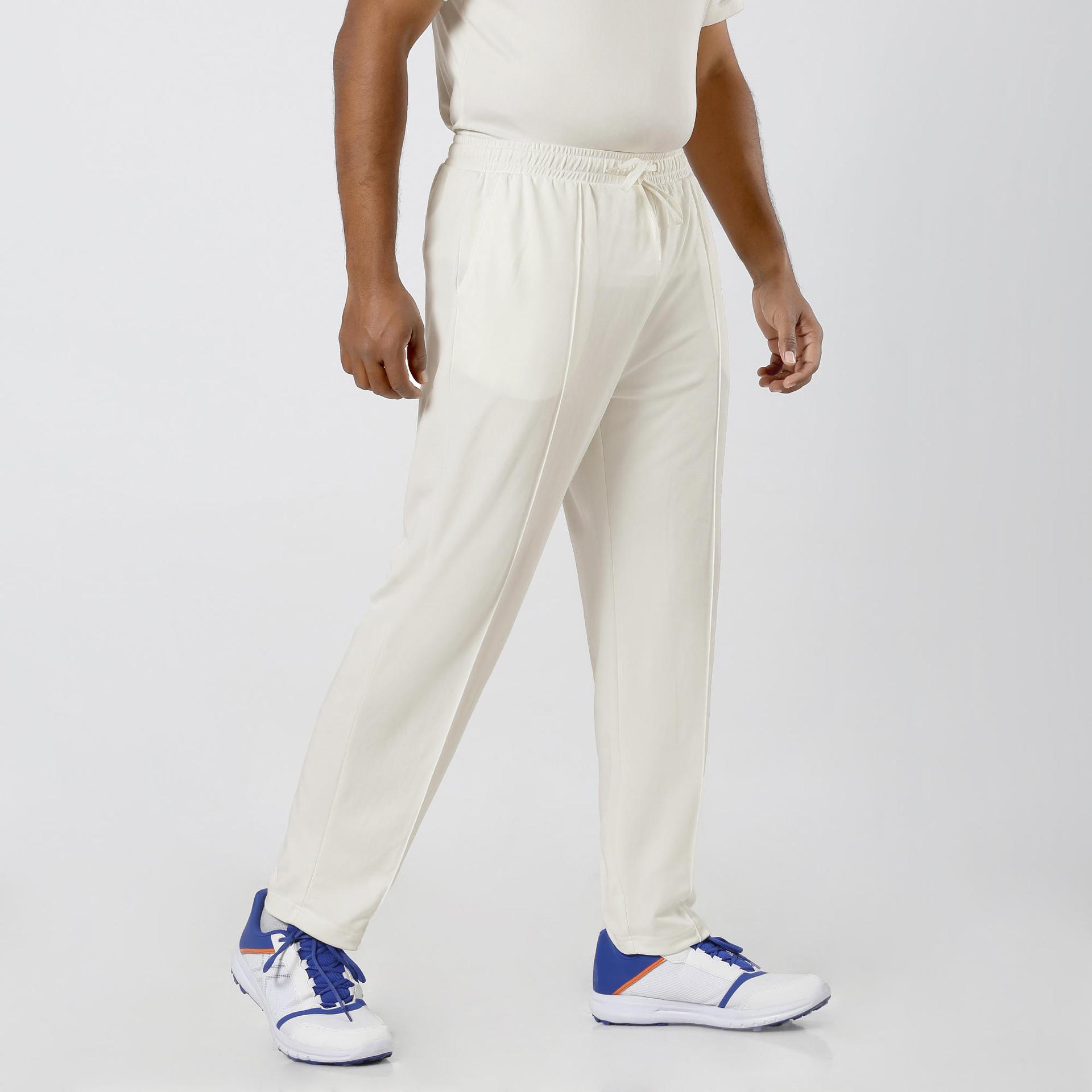 men's straight fit with mesh cricket trackpants, ivory 100, white