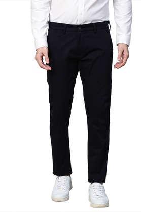 men's stretch caribbean slim fit solid trousers - navy