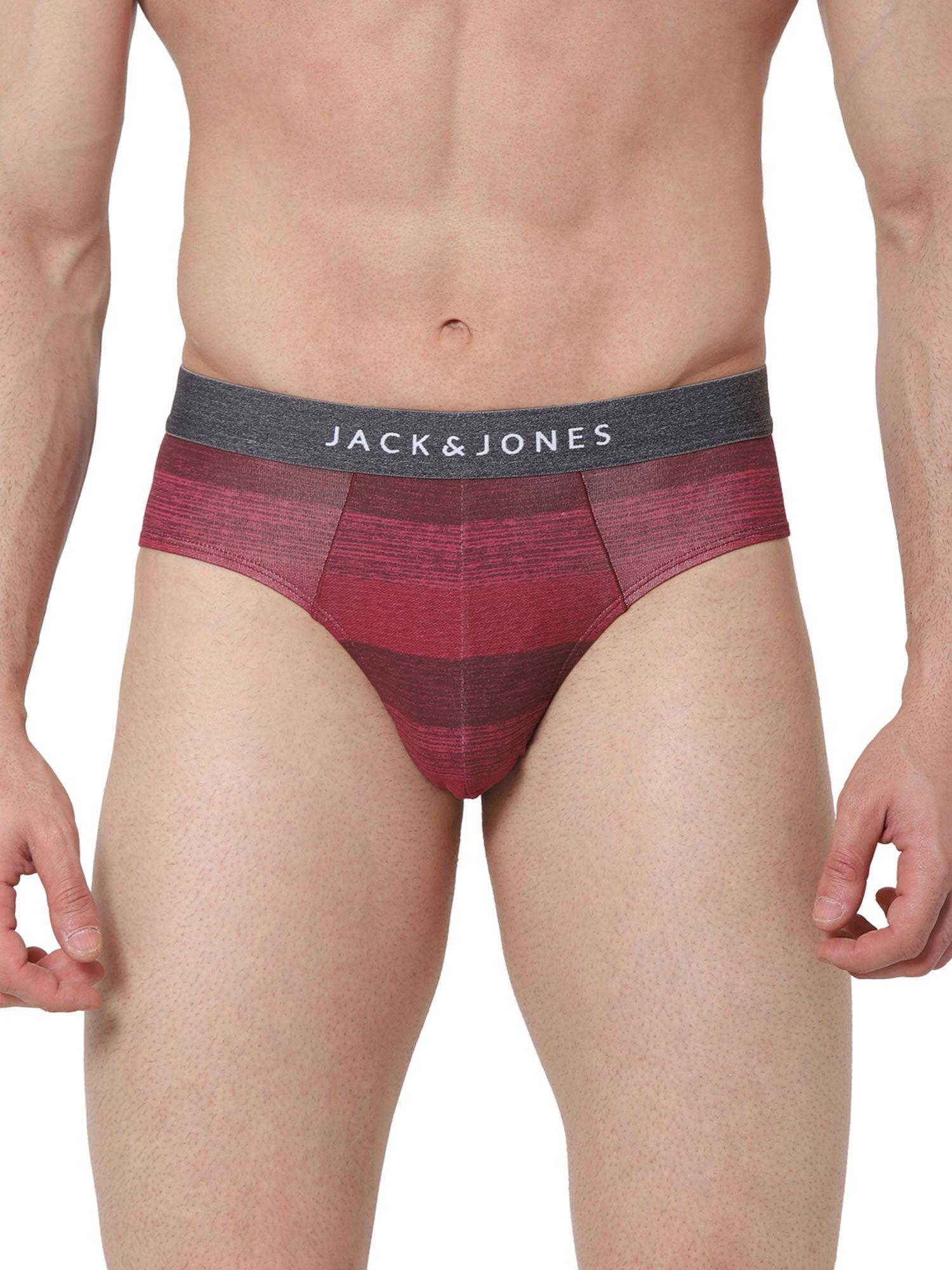 men's stripes maroon brief maroon