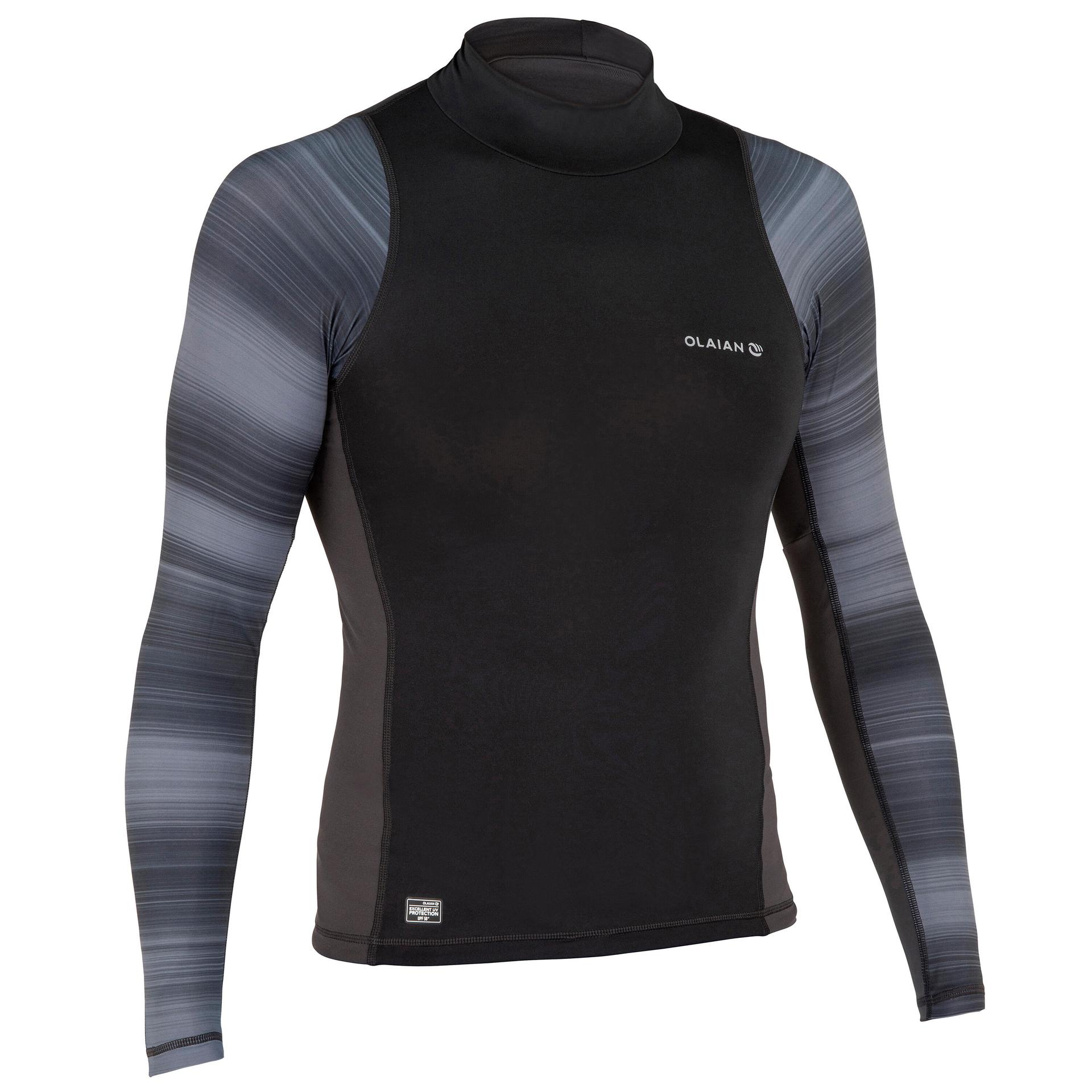 men's surfing uv rash guard 500 long sleeve black