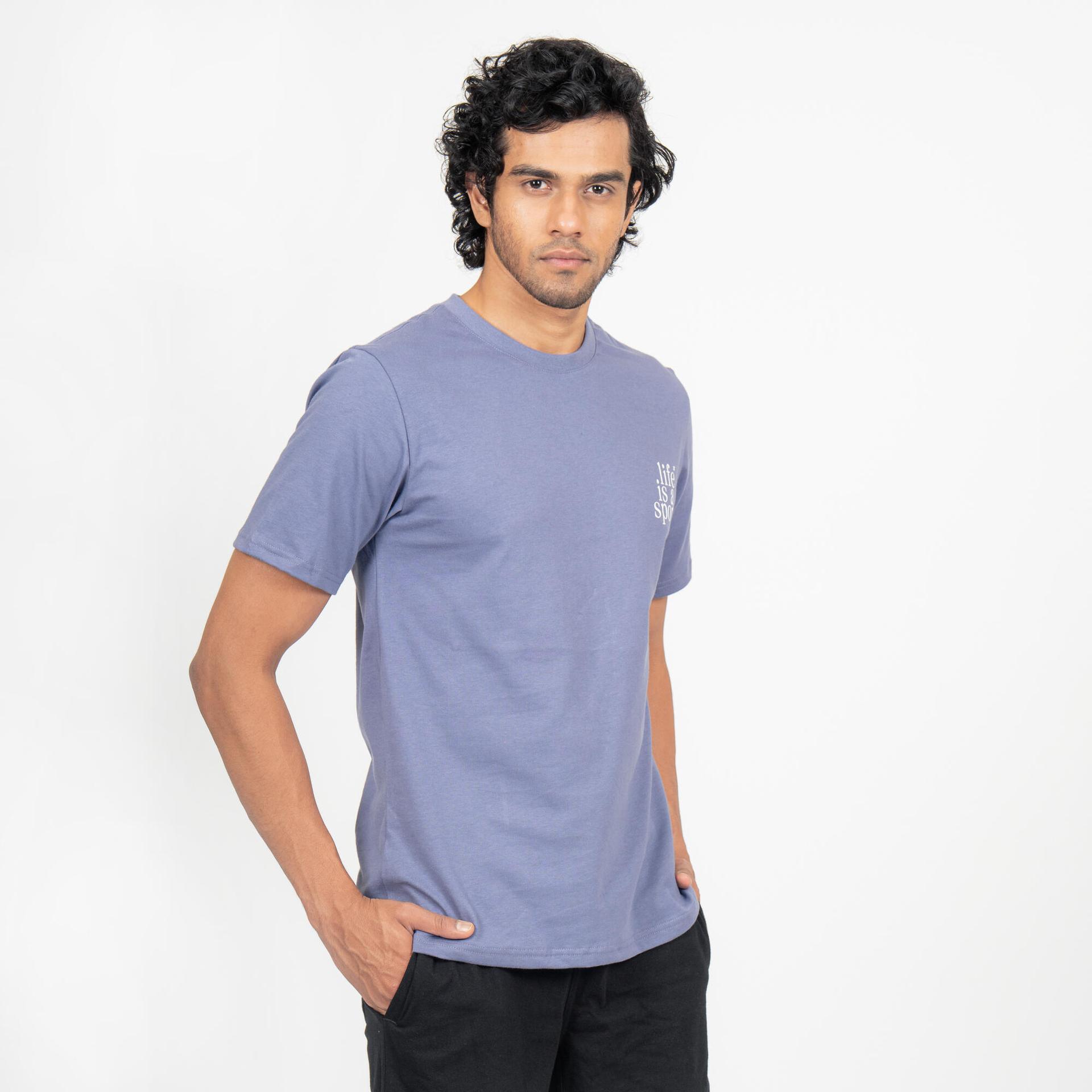 men's t-shirt for gym 500-purple print