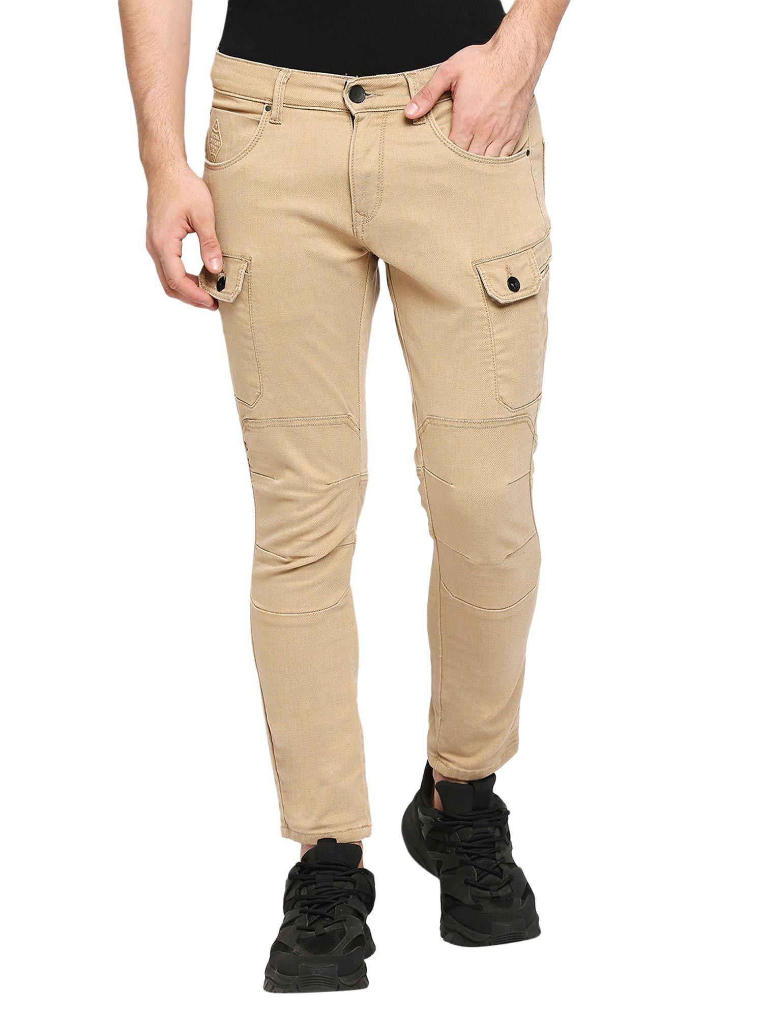 men's tapered fit washed khaki jeans