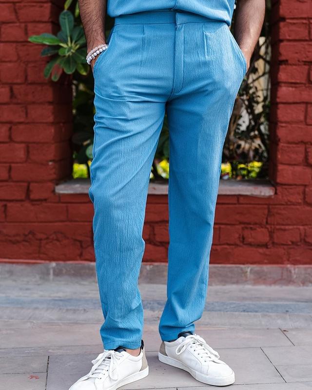 men's teal blue casual pants