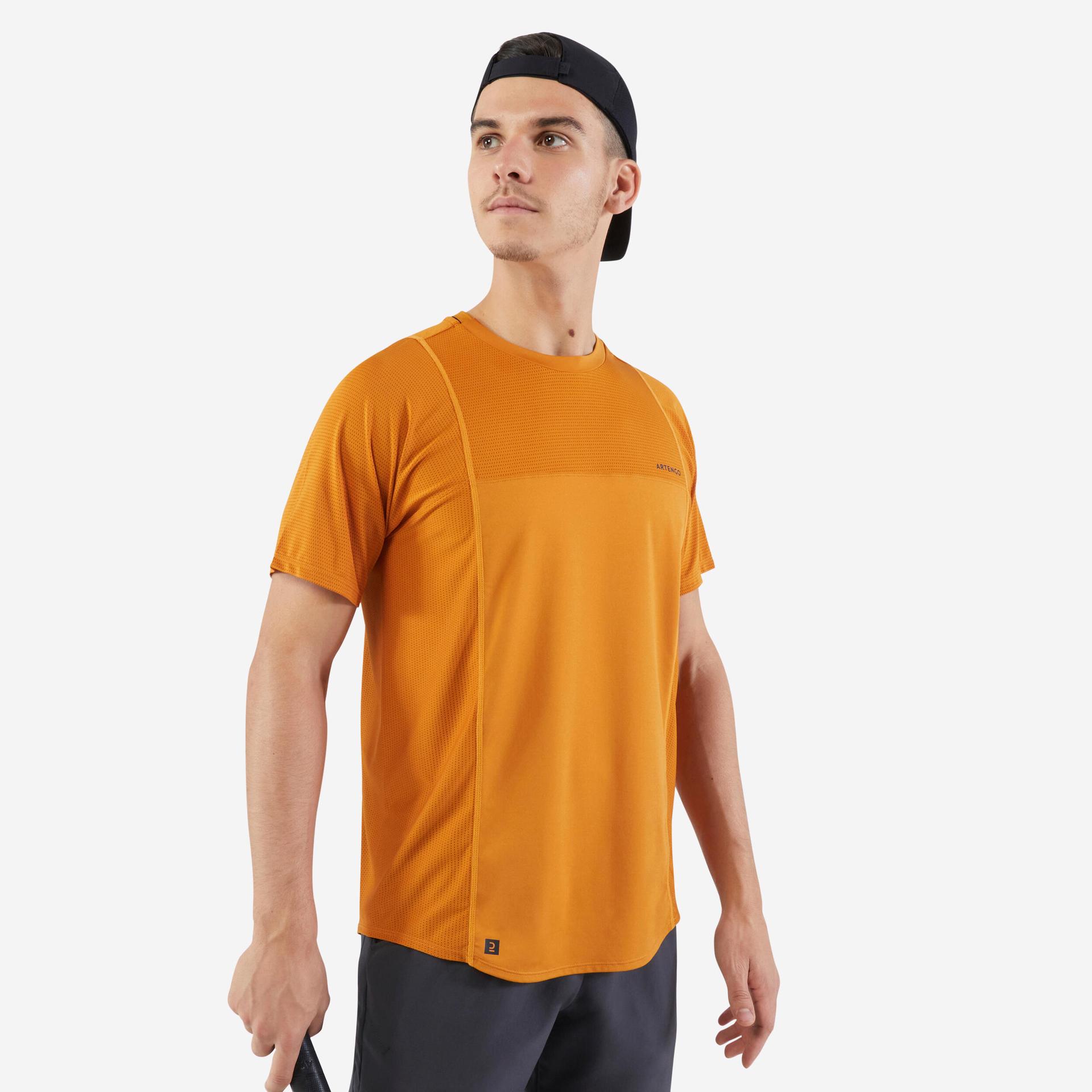 men's tennis t-shirt short sleeved quick dry ochre