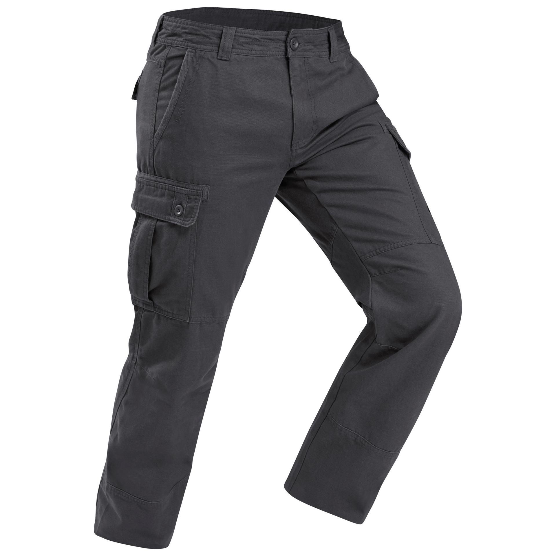 men's travel trekking cargo trousers - travel 100 grey